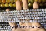 CAA2190 15.5 inches 4mm faceted round banded agate beads