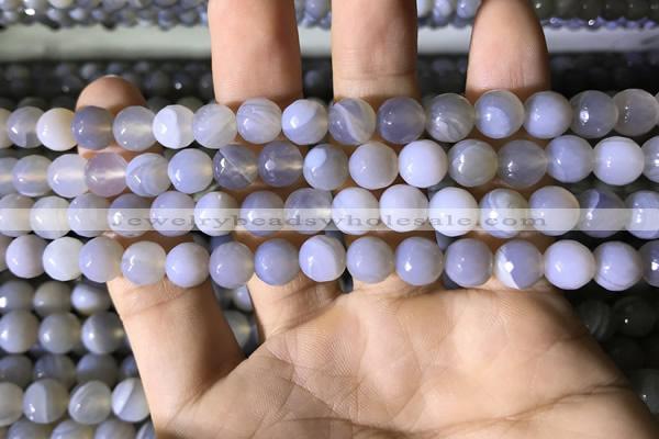 CAA2192 15.5 inches 8mm faceted round banded agate beads