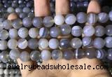 CAA2195 15.5 inches 14mm faceted round banded agate beads