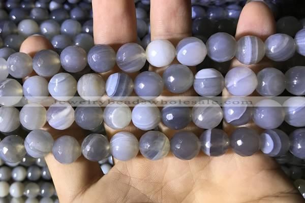 CAA2195 15.5 inches 14mm faceted round banded agate beads