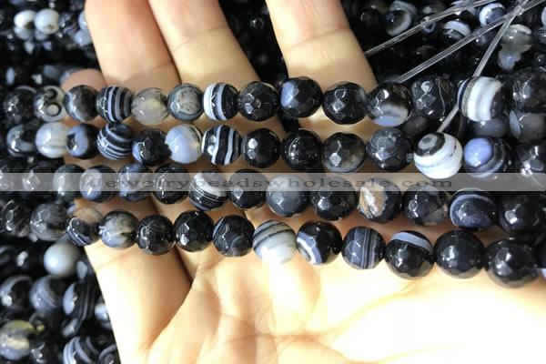 CAA2199 15.5 inches 8mm faceted round banded agate beads