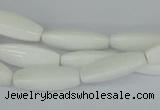 CAA22 15.5 inches 7*20mm faceted rice white agate gemstone beads