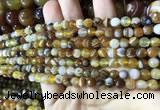 CAA2204 15.5 inches 4mm faceted round banded agate beads