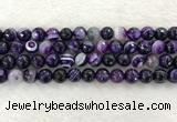 CAA2214 15.5 inches 10mm faceted round banded agate beads