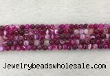 CAA2218 15.5 inches 4mm faceted round banded agate beads