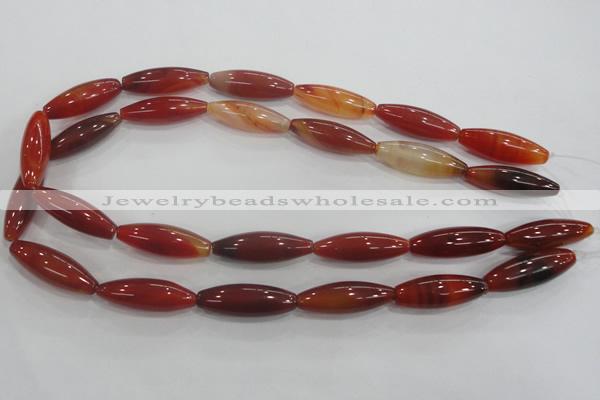 CAA222 15.5 inches 10*30mm rice red agate gemstone beads