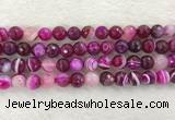 CAA2221 15.5 inches 10mm faceted round banded agate beads