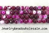 CAA2222 15.5 inches 12mm faceted round banded agate beads