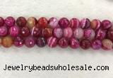 CAA2223 15.5 inches 14mm faceted round banded agate beads