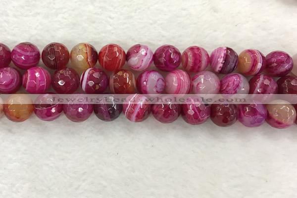 CAA2223 15.5 inches 14mm faceted round banded agate beads