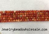 CAA2225 15.5 inches 4mm faceted round banded agate beads