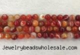 CAA2228 15.5 inches 10mm faceted round banded agate beads