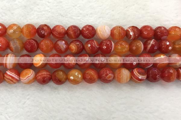 CAA2229 15.5 inches 12mm faceted round banded agate beads