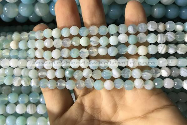 CAA2239 15.5 inches 4mm faceted round banded agate beads