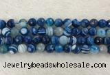 CAA2259 15.5 inches 10mm faceted round banded agate beads