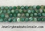 CAA2281 15.5 inches 12mm faceted round banded agate beads