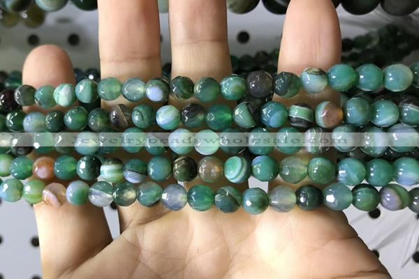 CAA2286 15.5 inches 6mm faceted round banded agate beads