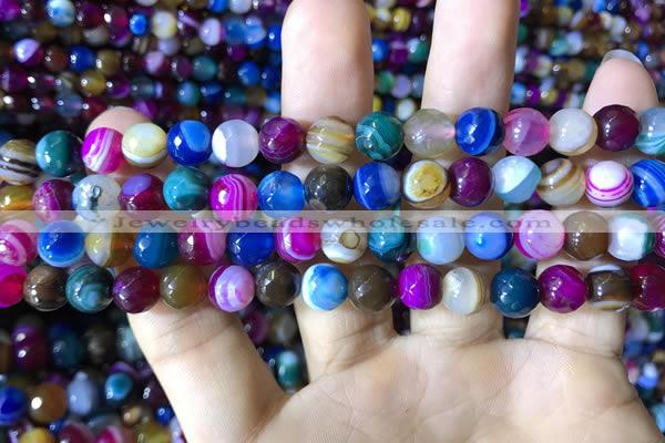 CAA2294 15.5 inches 8mm faceted round banded agate beads