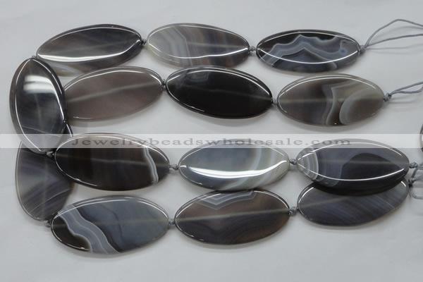 CAA235 15.5 inches 30*60mm oval grey line agate gemstone beads