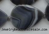 CAA237 15.5 inches 30*40mm flat teardrop grey line agate beads