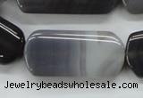 CAA238 15.5 inches 20*40mm rectangle grey line agate beads