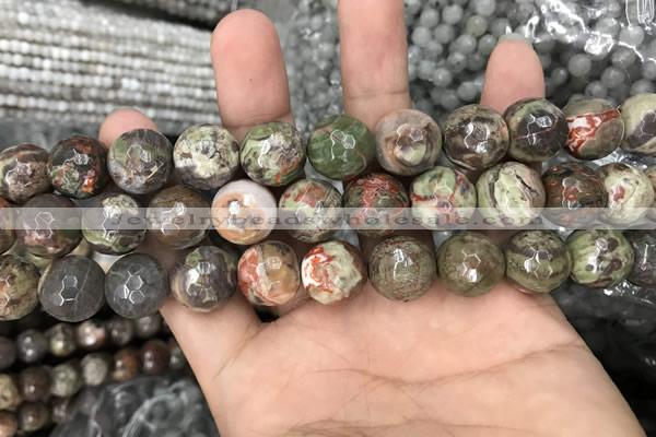 CAA2389 15.5 inches 14mm faceted round ocean agate beads wholesale