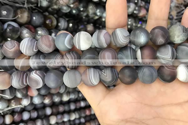 CAA2395 15.5 inches 12mm round matte Botswana agate beads wholesale