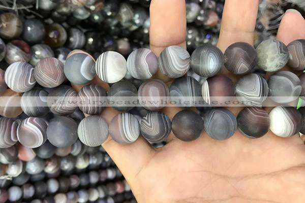 CAA2396 15.5 inches 14mm round matte Botswana agate beads wholesale