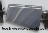 CAA242 15.5 inches 30*40mm trapezoid grey line agate beads