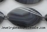 CAA243 15.5 inches 26*43mm twisted marquise grey line agate beads