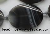 CAA245 15.5 inches 30*40mm twisted oval grey line agate beads