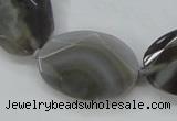 CAA247 15.5 inches 22*32mm faceted oval grey line agate beads