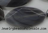 CAA249 15.5 inches 26*50mm faceted oval grey line agate beads