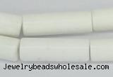 CAA25 15.5 inches 10*30mm cylinder white agate gemstone beads