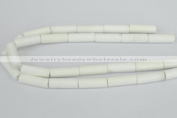 CAA25 15.5 inches 10*30mm cylinder white agate gemstone beads