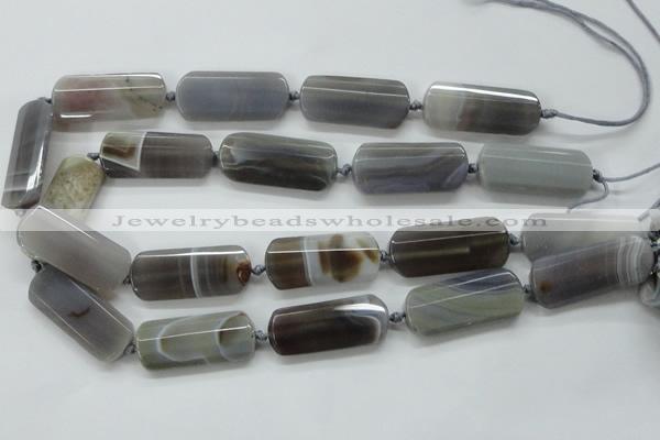 CAA253 15.5 inches 16*30mm faceted rectangle grey line agate beads