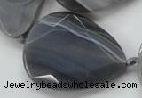 CAA256 15.5 inches 30*40mm faceted teardrop grey line agate beads