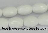 CAA26 15.5 inches 12*16mm faceted rice white agate gemstone beads