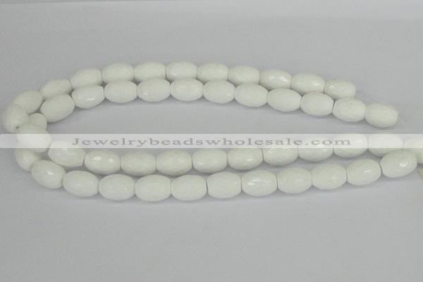 CAA26 15.5 inches 12*16mm faceted rice white agate gemstone beads