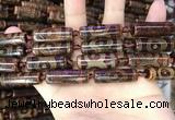 CAA2665 15.5 inches 8*28mm - 10*31mm tube tibetan agate dzi beads