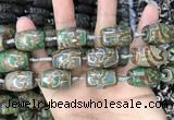 CAA2668 15.5 inches 13*22mm - 15*23mm drum tibetan agate dzi beads