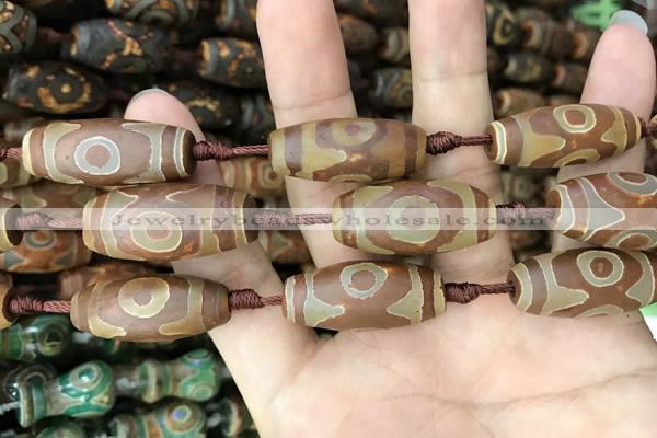 CAA2675 15.5 inches 12*28mm - 15*32mm rice tibetan agate dzi beads