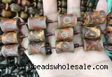 CAA2684 15.5 inches 14*19mm - 15*20mm bone tibetan agate dzi beads