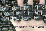 CAA2686 15.5 inches 13*22mm - 14*25mm drum tibetan agate dzi beads