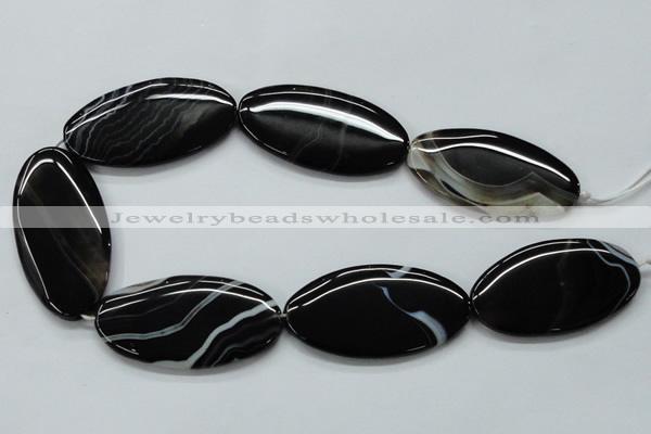 CAA269 15.5 inches 30*55mm oval black line agate gemstone beads