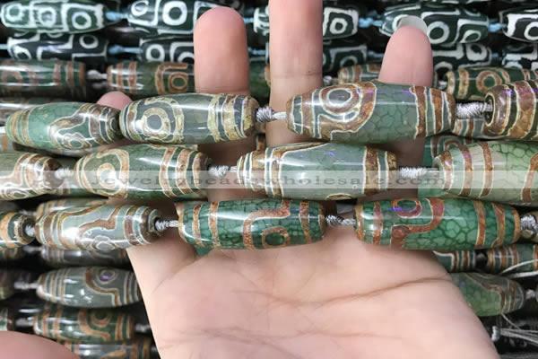 CAA2699 15.5 inches 14*38mm - 16*43mm rice tibetan agate dzi beads