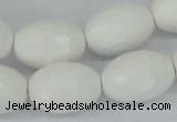 CAA27 15.5 inches 15*20mm faceted rice white agate gemstone beads