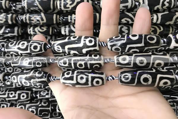 CAA2721 15.5 inches 14*38mm - 16*43mm rice tibetan agate dzi beads