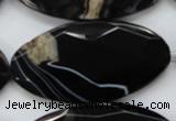 CAA277 15.5 inches 30*60mm faceted oval black line agate beads