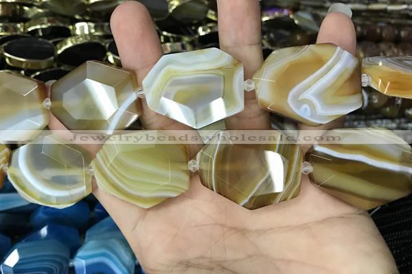 CAA2770 25*32mm - 27*35mm faceted freeform line agate beads